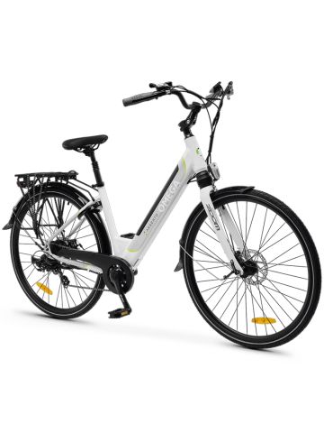 ARGENTO OMEGA (AR-BI-220012 ) CITY E-BIKE (WHITE) - BICICLETTA ELETTRICA - RUOTE 28"" - MOTORE BAFANG 250W 36V - BATTERIA  36V 10.4AH INTEGRATA - TELAIO IN ALLUMINIO - FORCELLA AMMORTIZZATA - AUTONOMIA FINO AD 70KM