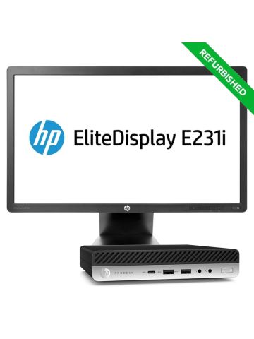 RINOVO RNBUNDLE44 - HP 600-800 G4/G5 ULTRA MINI PC - CPU INTEL i5 8 GEN - RAM 8GB - SSD 256GB - WIN 11 PRO + MONITOR HP 23"" (E23I) Grade A - Garanzia 1 anno