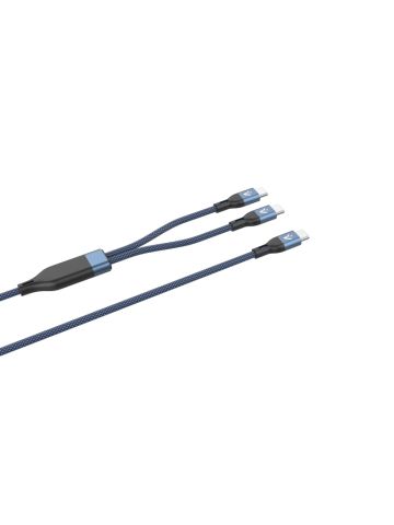 VULTECH CS-NCCC12BL - CAVO SMARTPHONE IN NYLON TYPE-C TO 2 TYPE-C 1,2M 5.0A 100W - BLU