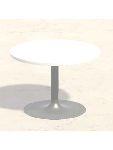 TIGLIO Forma Circolari diametro 75cm, H71,2cm, piano melamina bianco, struttura grigia T.ML.M.d75.h71.BB