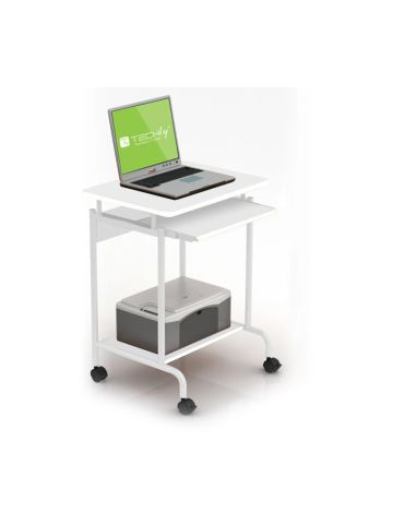 TECHLY ICA-TB S005W - SCRIVANIA COMPATTA BIANCA CON RIPIANO TASTIERA ESTRAIBILE