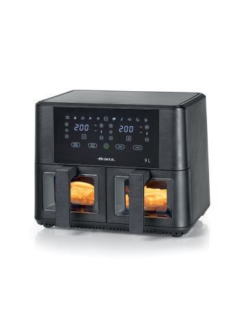 ARIETE AIRY FRYER DUAL BLACK (4631) - FRIGGITRICE AD ARIA - 9L - DOPPIO CESTELLO - TOUCH CONTROL - CESTELLO IN VETRO TRASPARENTE - TIMER 60 MIN - 2400W